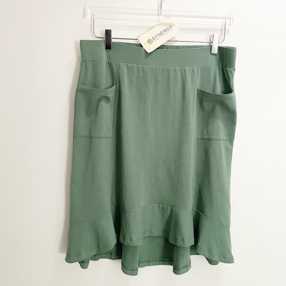 Synergy Organic Clothing Skirt High Low Green Skirt with Pockets Sz XL New NWT